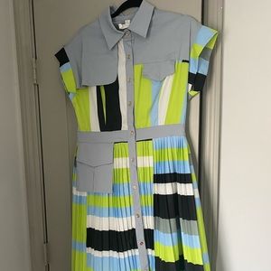 pleated multi color midi dress